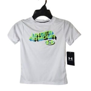 Under Armour Swim Boy's White Rashguard Size 5 NWT